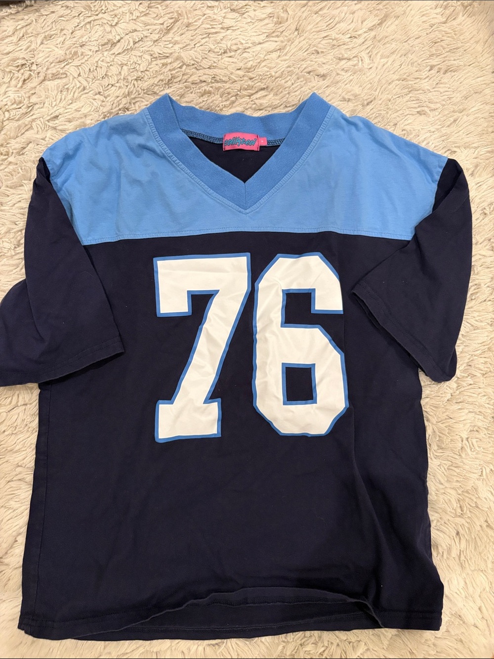 Edikted Navy and Light Blue '76 Kids Football Tee